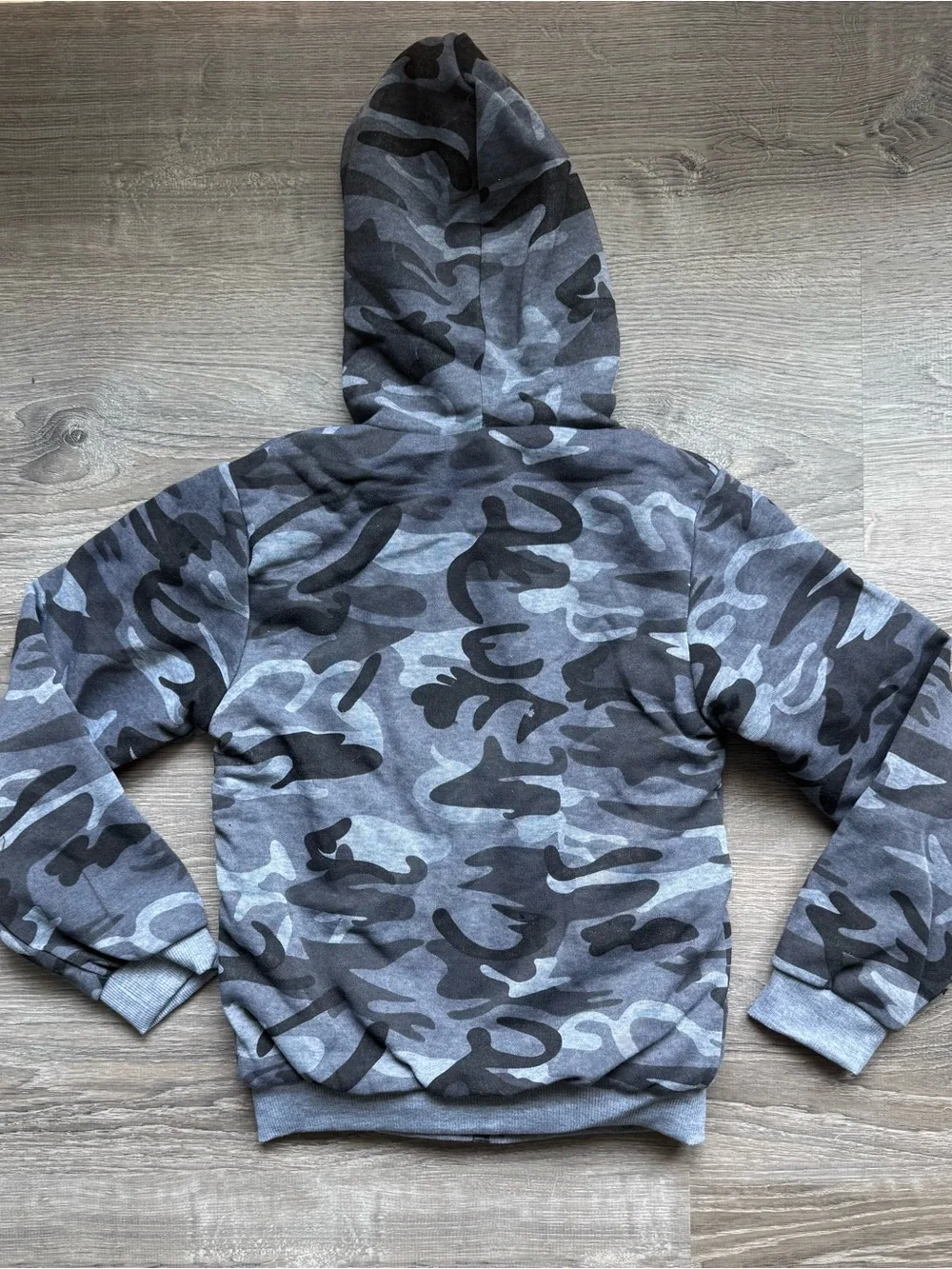 Coney Island Boy’s 9/10 Sherpa Lined Full-Zip Hoodie Black/Gray Camo